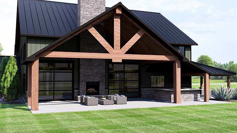 Barndominium, Country Plan with 6218 Sq. Ft., 5 Bedrooms, 4 Bathrooms, 5 Car Garage Picture 6