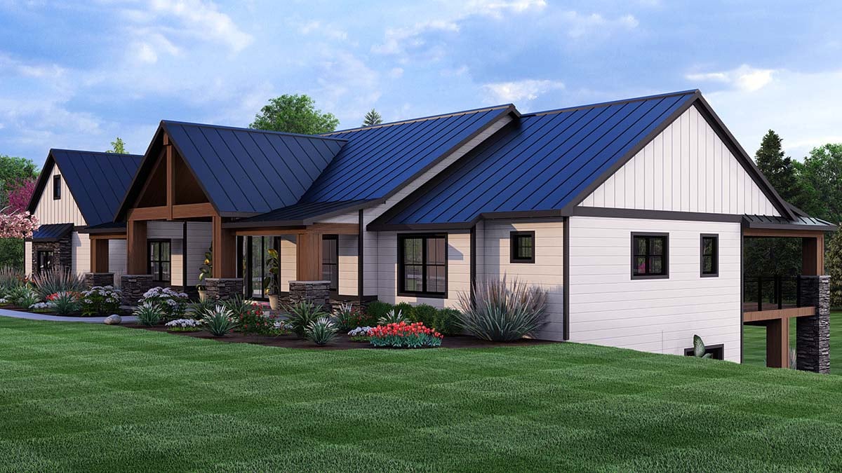 Country, Craftsman, Ranch Plan with 2489 Sq. Ft., 3 Bedrooms, 4 Bathrooms, 3 Car Garage Picture 2