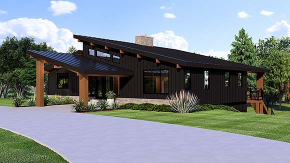 Contemporary, Modern House Plan 43963 with 2 Beds, 2 Baths Elevation