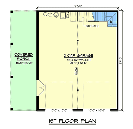 Country Garage-Living Plan 43965, 2 Car Garage First Level Plan