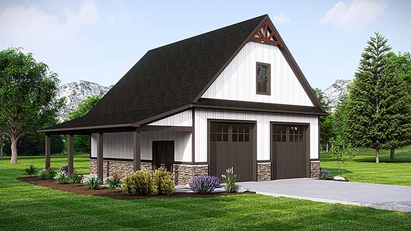Country Garage-Living Plan 43965, 2 Car Garage Elevation