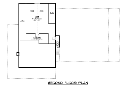 Barndominium, Modern House Plan 43966 with 4 Beds, 4 Baths, 1 Car Garage Second Level Plan