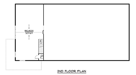 Barndominium, Country House Plan 43978 with 1 Beds, 2 Baths, 3 Car Garage Second Level Plan