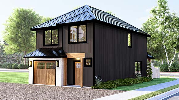 Contemporary House Plan 43979 with 3 Beds, 3 Baths, 1 Car Garage Elevation