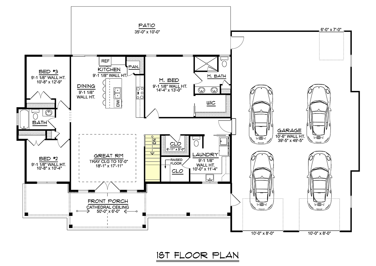 Barndominium Country Ranch Alternate Level One of Plan 43993