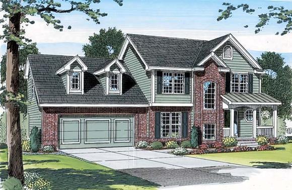 Traditional House Plan 44004 with 3 Beds, 3 Baths, 2 Car Garage Elevation