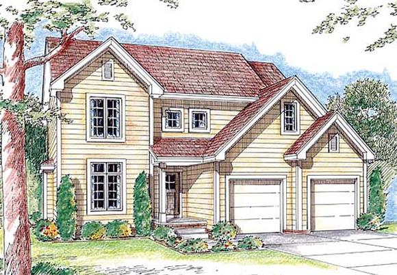 Country, Traditional House Plan 44010 with 3 Beds, 3 Baths, 2 Car Garage Elevation