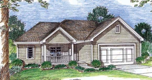 One-Story, Traditional House Plan 44014 with 3 Beds, 2 Baths, 2 Car Garage Elevation
