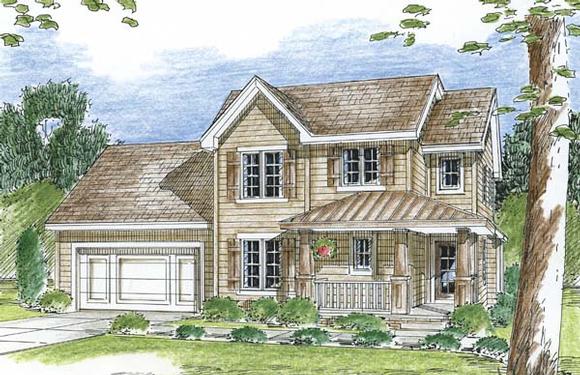 Country, Traditional House Plan 44018 with 3 Beds, 3 Baths, 2 Car Garage Elevation