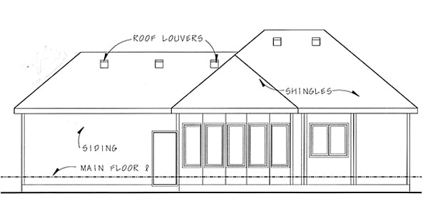 Florida, Mediterranean, One-Story, Southwest House Plan 44020 with 2 Beds, 2 Baths, 2 Car Garage Rear Elevation