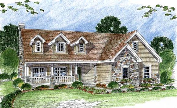 Cape Cod, Traditional House Plan 44054 with 3 Beds, 3 Baths, 3 Car Garage Elevation