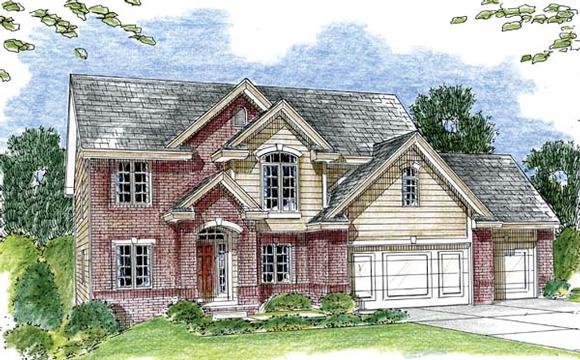 Traditional House Plan 44056 with 4 Beds, 4 Baths, 3 Car Garage Elevation