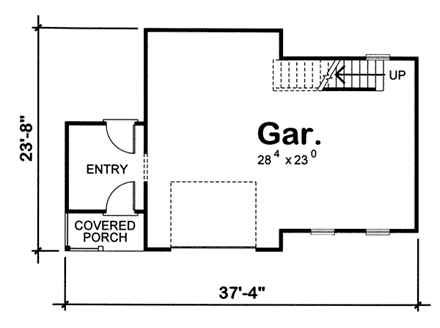 1 Car Garage Plan 44059 First Level Plan