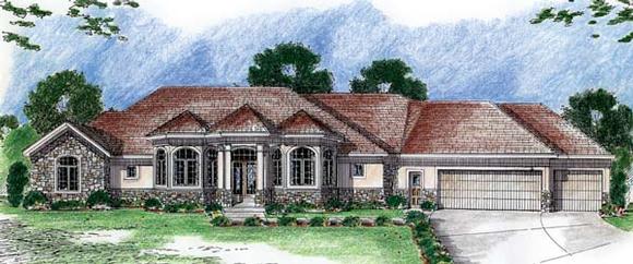 European, Traditional House Plan 44070 with 2 Beds, 3 Baths, 3 Car Garage Elevation