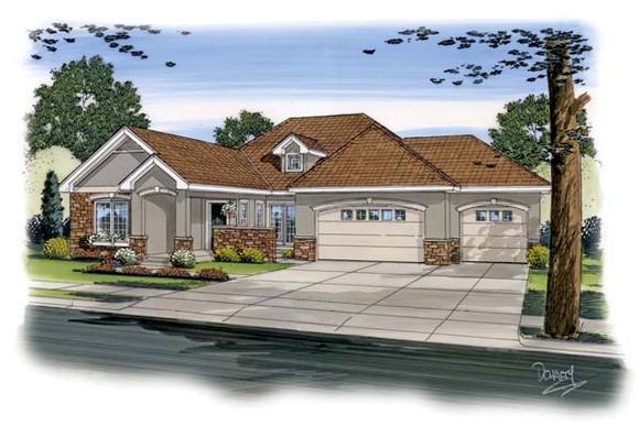One-Story, Traditional House Plan 44094 with 3 Beds, 2 Baths, 3 Car Garage Elevation