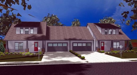 Craftsman Multi-Family Plan 44102 with 6 Beds, 6 Baths, 4 Car Garage Elevation