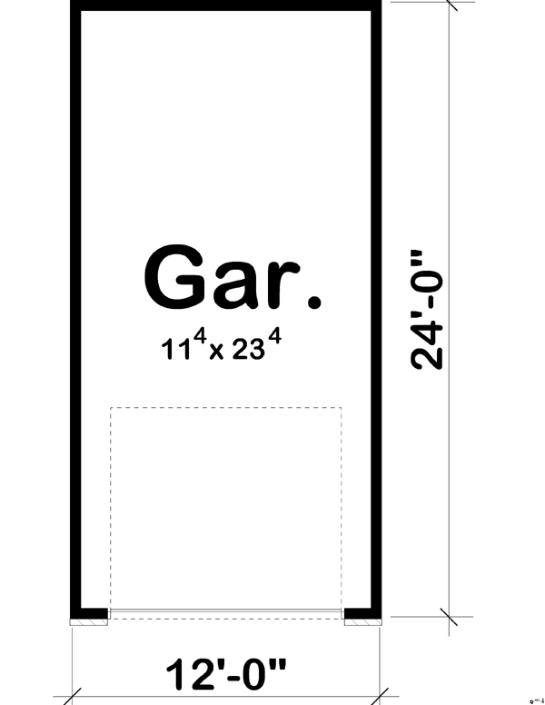 1 Car Garage Plan 44122 Level One