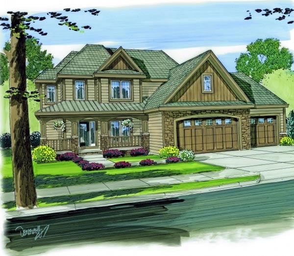 Country House Plan 44125 with 4 Beds, 3 Baths, 3 Car Garage Elevation
