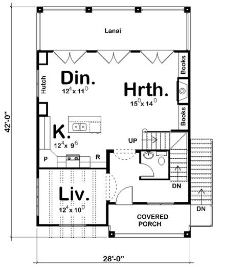 Coastal House Plan 44170 with 3 Beds, 3 Baths, 2 Car Garage First Level Plan