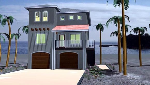 Coastal House Plan 44170 with 3 Beds, 3 Baths, 2 Car Garage Elevation