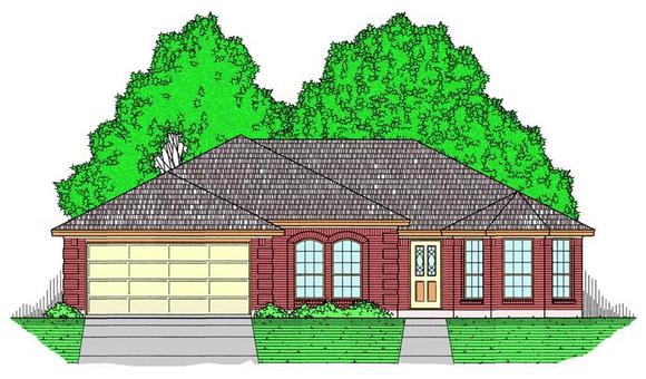 Ranch, Southern, Traditional House Plan 44172 with 3 Beds, 2 Baths, 2 Car Garage Elevation