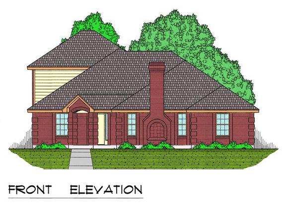 European, Traditional House Plan 44173 with 3 Beds, 2 Baths, 2 Car Garage Elevation