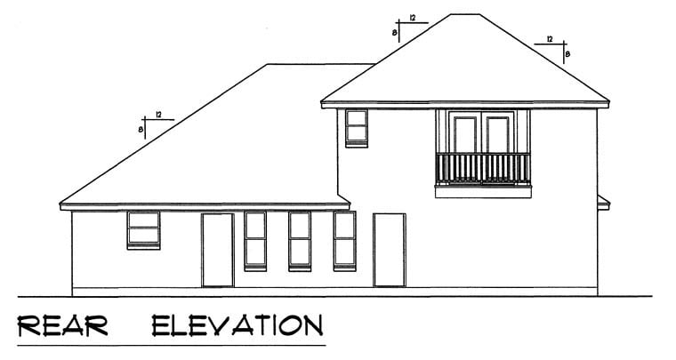 European, Traditional House Plan 44173 with 3 Beds, 2 Baths, 2 Car Garage Rear Elevation