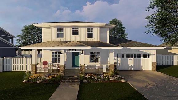 Cottage, Country, Southwest House Plan 44178 with 3 Beds, 3 Baths, 2 Car Garage Elevation