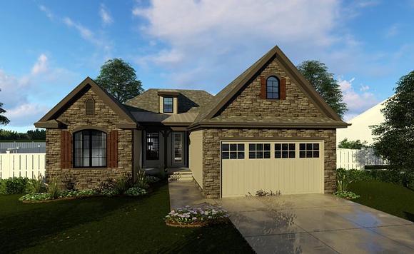 Cottage, European, Traditional House Plan 44184 with 3 Beds, 2 Baths, 2 Car Garage Elevation
