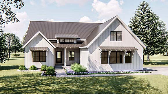Country, Farmhouse, Southern, Traditional House Plan 44185 with 3 Beds, 2 Baths, 2 Car Garage Elevation