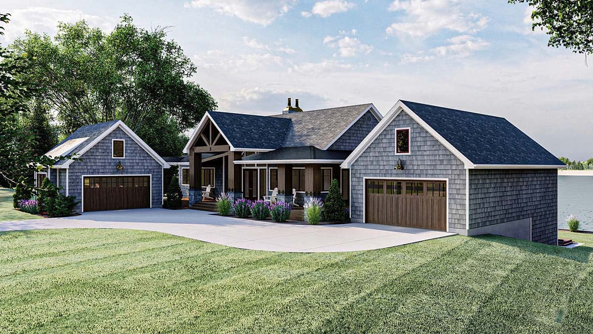 Bungalow, Cottage, Craftsman Plan with 2160 Sq. Ft., 2 Bedrooms, 3 Bathrooms, 4 Car Garage Picture 2