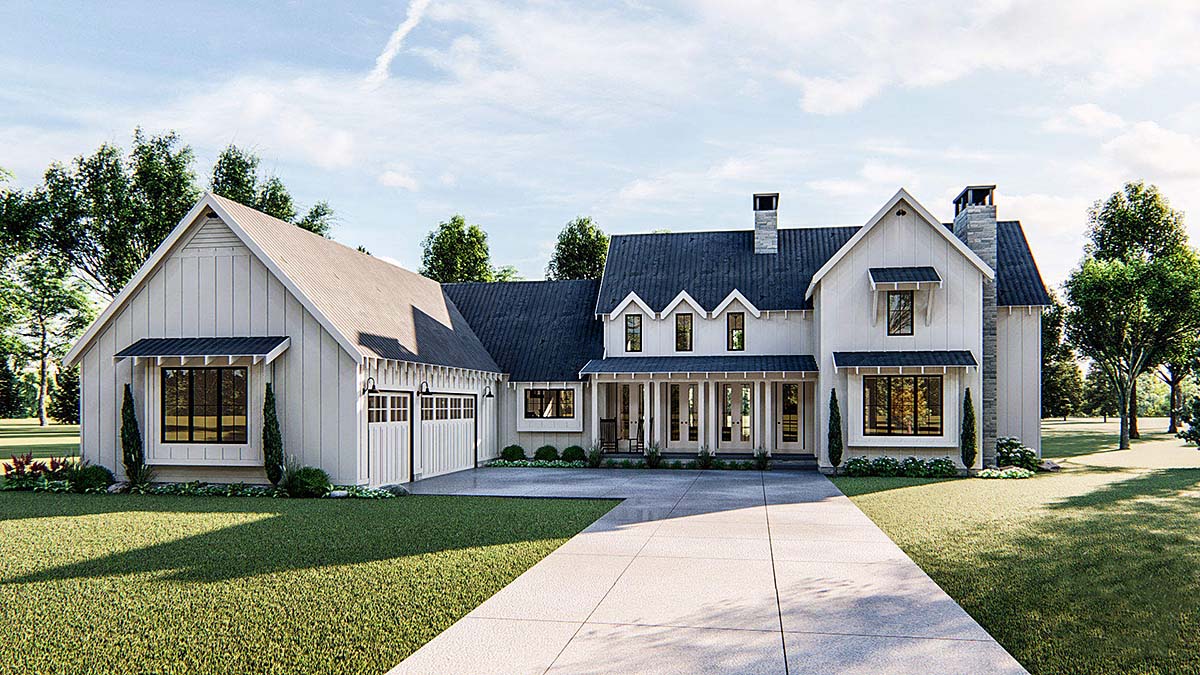 Farmhouse Plan with 2768 Sq. Ft., 4 Bedrooms, 4 Bathrooms, 3 Car Garage Elevation