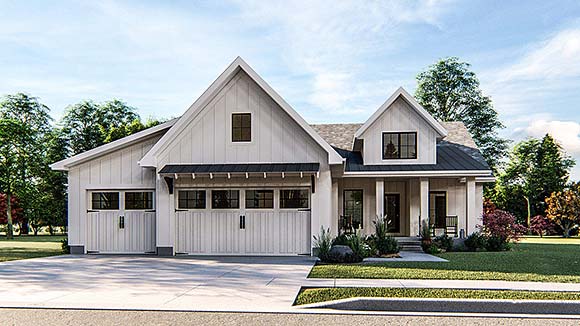 Farmhouse, Southern, Traditional House Plan 44194 with 3 Beds, 2 Baths, 3 Car Garage Elevation