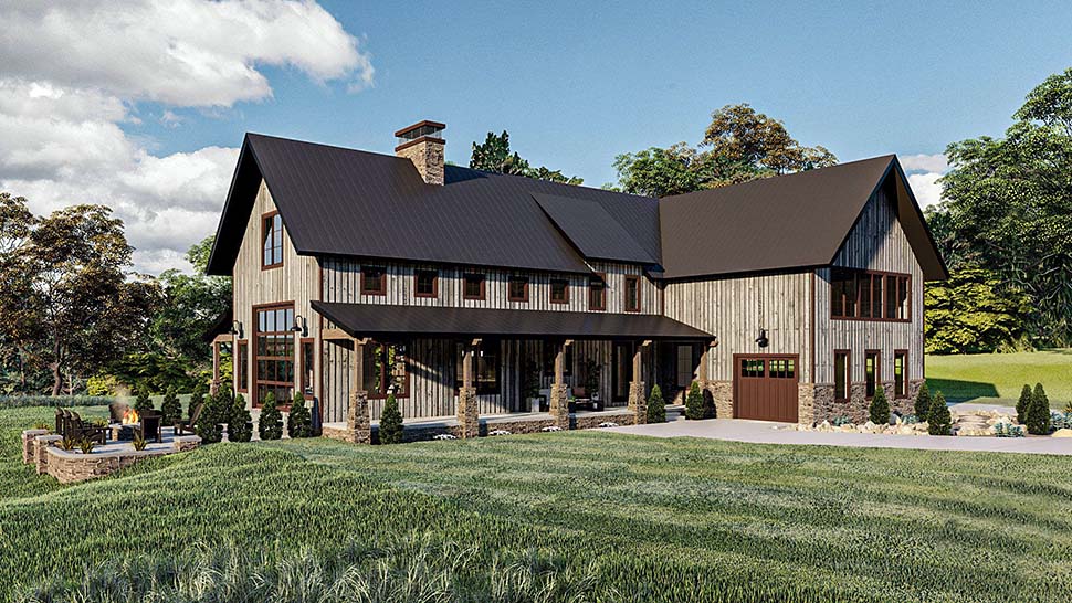 Farmhouse Plan with 3371 Sq. Ft., 4 Bedrooms, 4 Bathrooms, 3 Car Garage Picture 4
