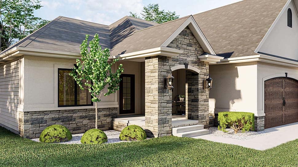 Traditional Plan with 1568 Sq. Ft., 3 Bedrooms, 2 Bathrooms, 3 Car Garage Picture 4