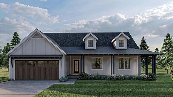 Farmhouse, Ranch, Traditional House Plan 44200 with 3 Beds, 2 Baths, 2 Car Garage Elevation