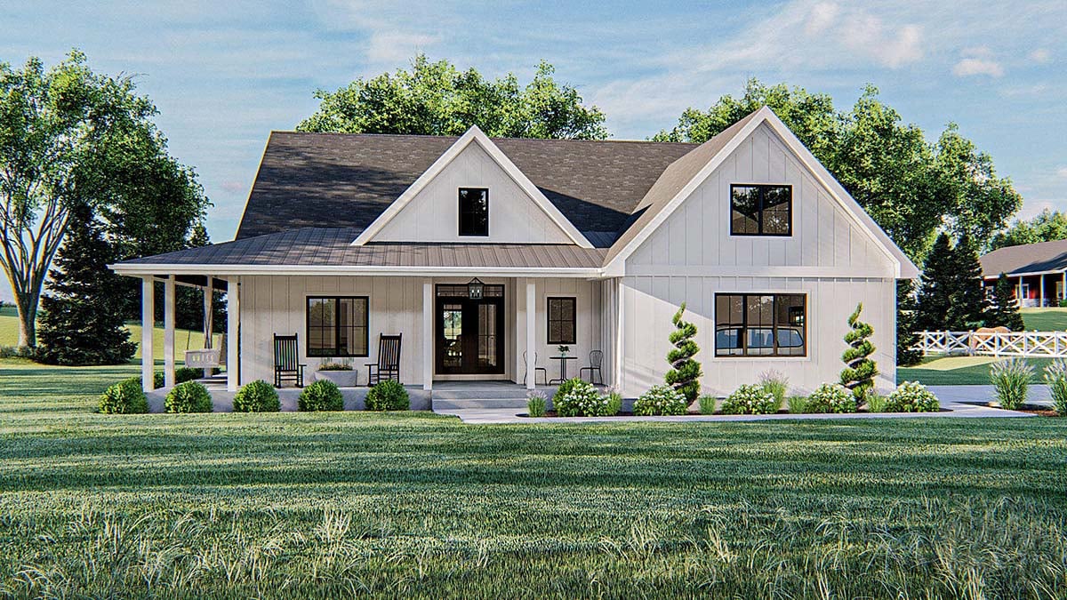 Contemporary, Farmhouse Plan with 2076 Sq. Ft., 3 Bedrooms, 3 Bathrooms, 2 Car Garage Elevation
