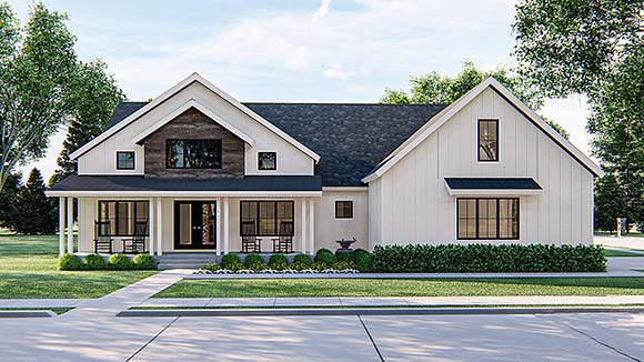 Farmhouse, Traditional House Plan 44208 with 3 Beds, 2 Baths, 2 Car Garage Elevation