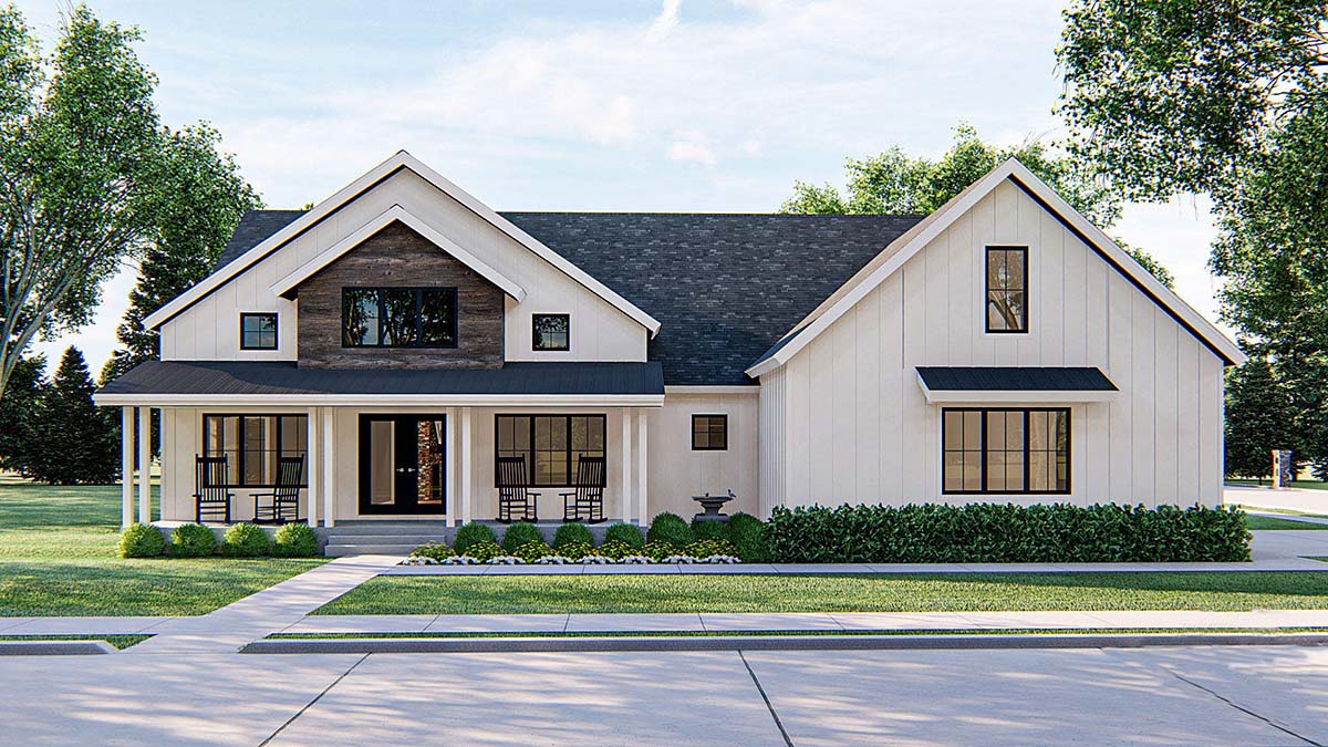 Farmhouse, Traditional Plan with 2025 Sq. Ft., 3 Bedrooms, 2 Bathrooms, 2 Car Garage Elevation