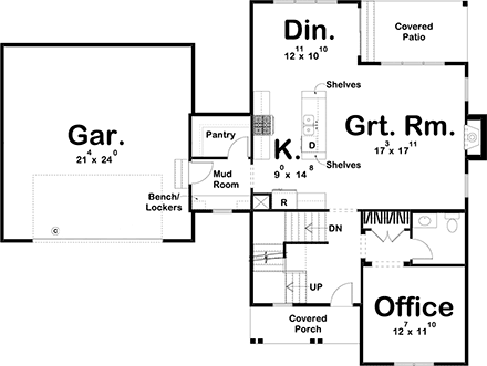 Farmhouse House Plan 44212 with 3 Beds, 3 Baths, 2 Car Garage First Level Plan