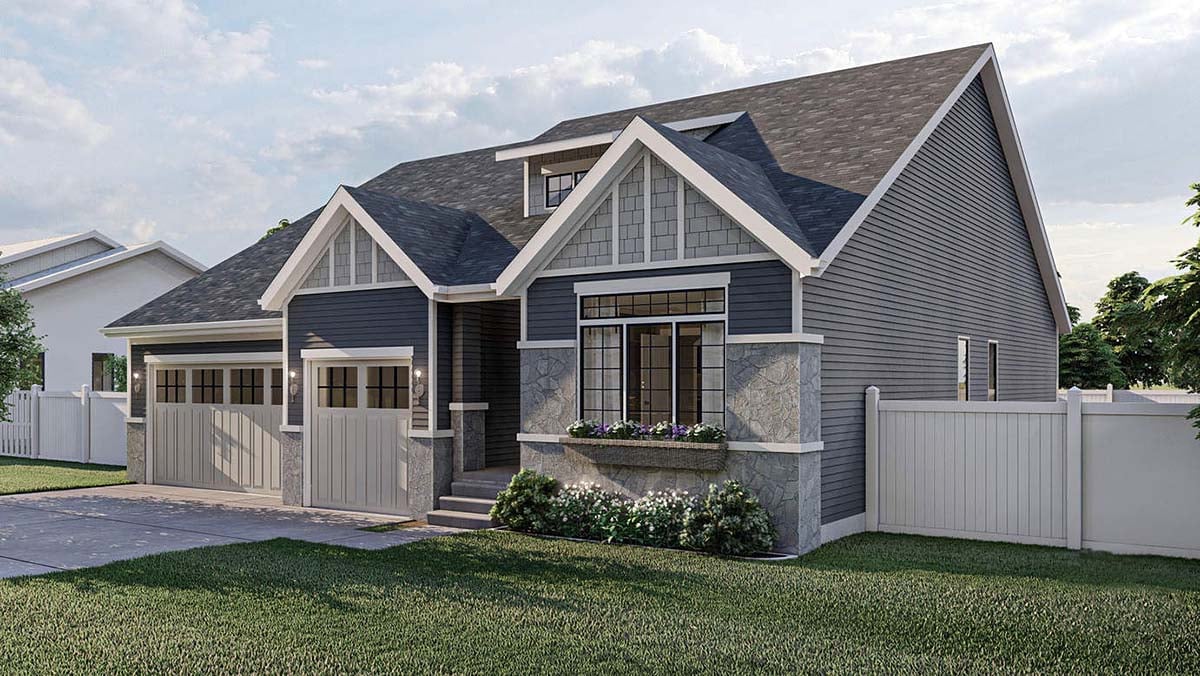 Cottage, Craftsman, Ranch Plan with 1774 Sq. Ft., 3 Bedrooms, 2 Bathrooms, 3 Car Garage Picture 2