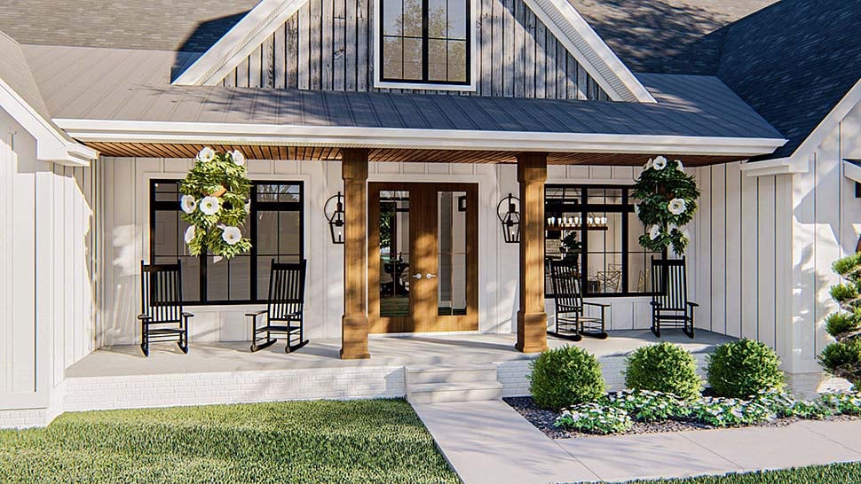Farmhouse Plan with 2461 Sq. Ft., 4 Bedrooms, 3 Bathrooms, 2 Car Garage Picture 4