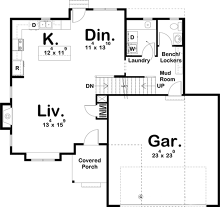 Farmhouse House Plan 44222 with 3 Beds, 3 Baths, 2 Car Garage First Level Plan