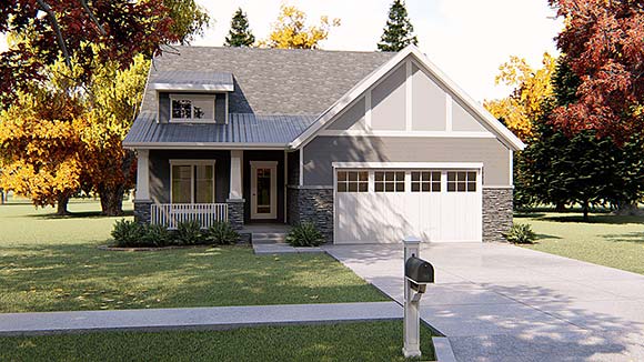 Cottage, Craftsman, Ranch House Plan 44223 with 2 Beds, 2 Baths, 2 Car Garage Elevation