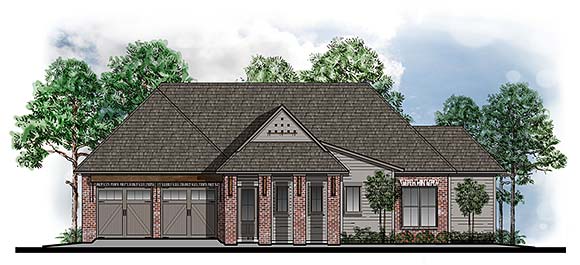 Cottage, Country, European, Southern, Southwest, Traditional House Plan 44302 with 3 Beds, 3 Baths, 2 Car Garage Elevation