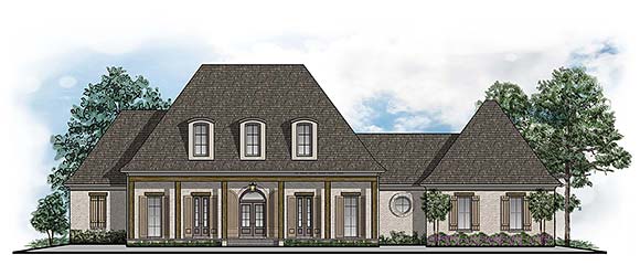 Country, Farmhouse, Southwest, Traditional House Plan 44304 with 4 Beds, 4 Baths, 3 Car Garage Elevation