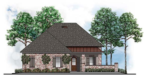 Cottage, European, Southern, Southwest, Traditional House Plan 44305 with 3 Beds, 3 Baths, 2 Car Garage Elevation