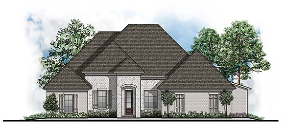 Country, European, Southern, Traditional House Plan 44307 with 4 Beds, 3 Baths, 3 Car Garage Elevation