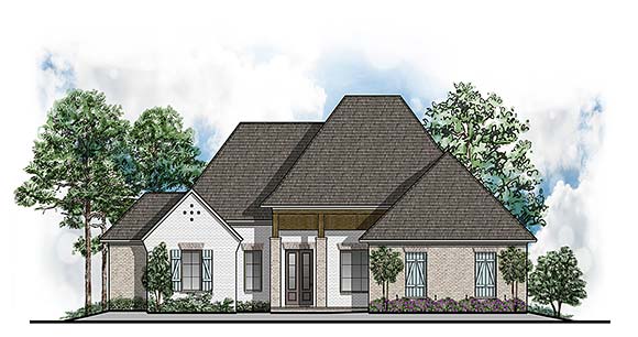 Country, European, Southern, Southwest, Traditional House Plan 44312 with 4 Beds, 3 Baths, 3 Car Garage Elevation