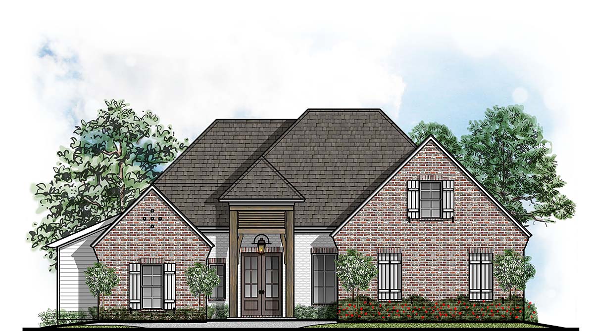 Country, European, Southern, Southwest, Traditional House Plan 44314 with 4 Beds, 3 Baths, 3 Car Garage Elevation